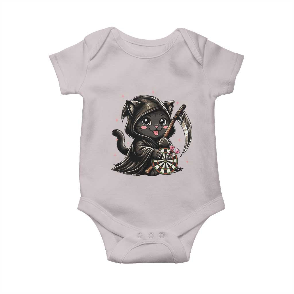 Dark Reaper Cat Throwing Darts Baby Onesie Funny Pub Game Gift - Wonder Print Shop