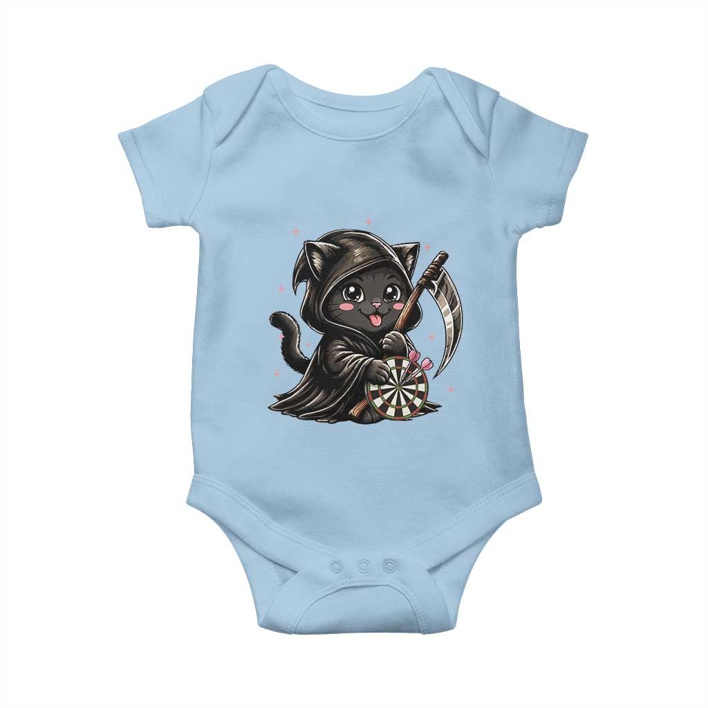 Dark Reaper Cat Throwing Darts Baby Onesie Funny Pub Game Gift - Wonder Print Shop