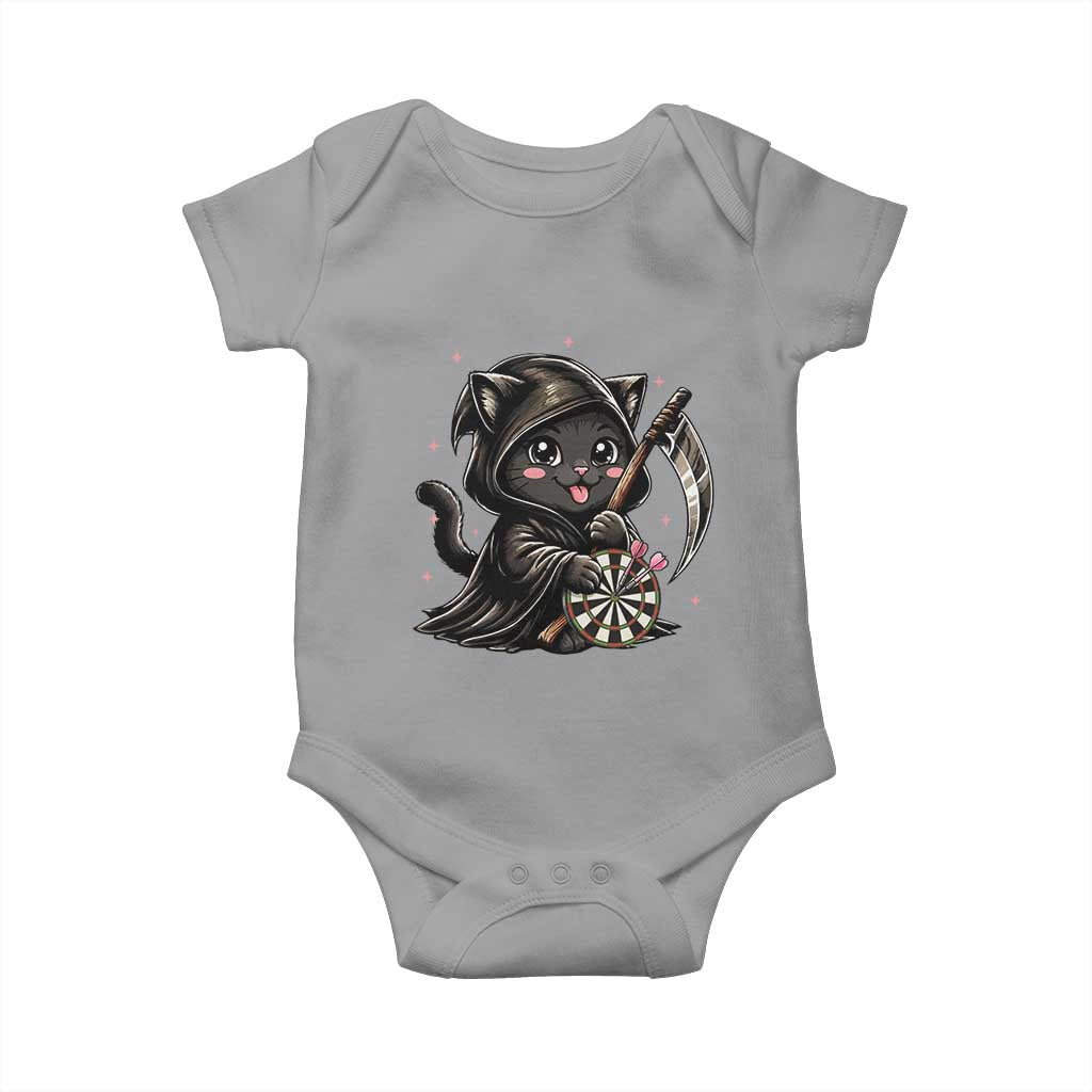 Dark Reaper Cat Throwing Darts Baby Onesie Funny Pub Game Gift - Wonder Print Shop