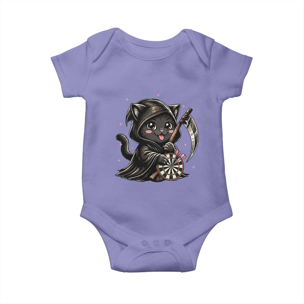 Dark Reaper Cat Throwing Darts Baby Onesie Funny Pub Game Gift - Wonder Print Shop