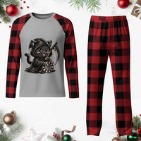 Dark Reaper Cat Throwing Darts Plaid Pajama Set Funny Pub Game Gift - Wonder Print Shop