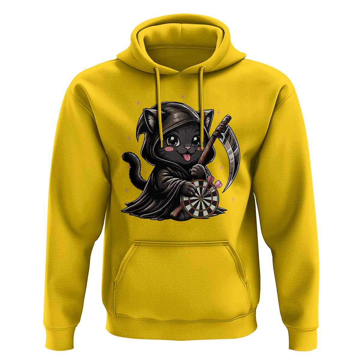 Dark Reaper Cat Throwing Darts Hoodie Funny Pub Game Gift - Wonder Print Shop