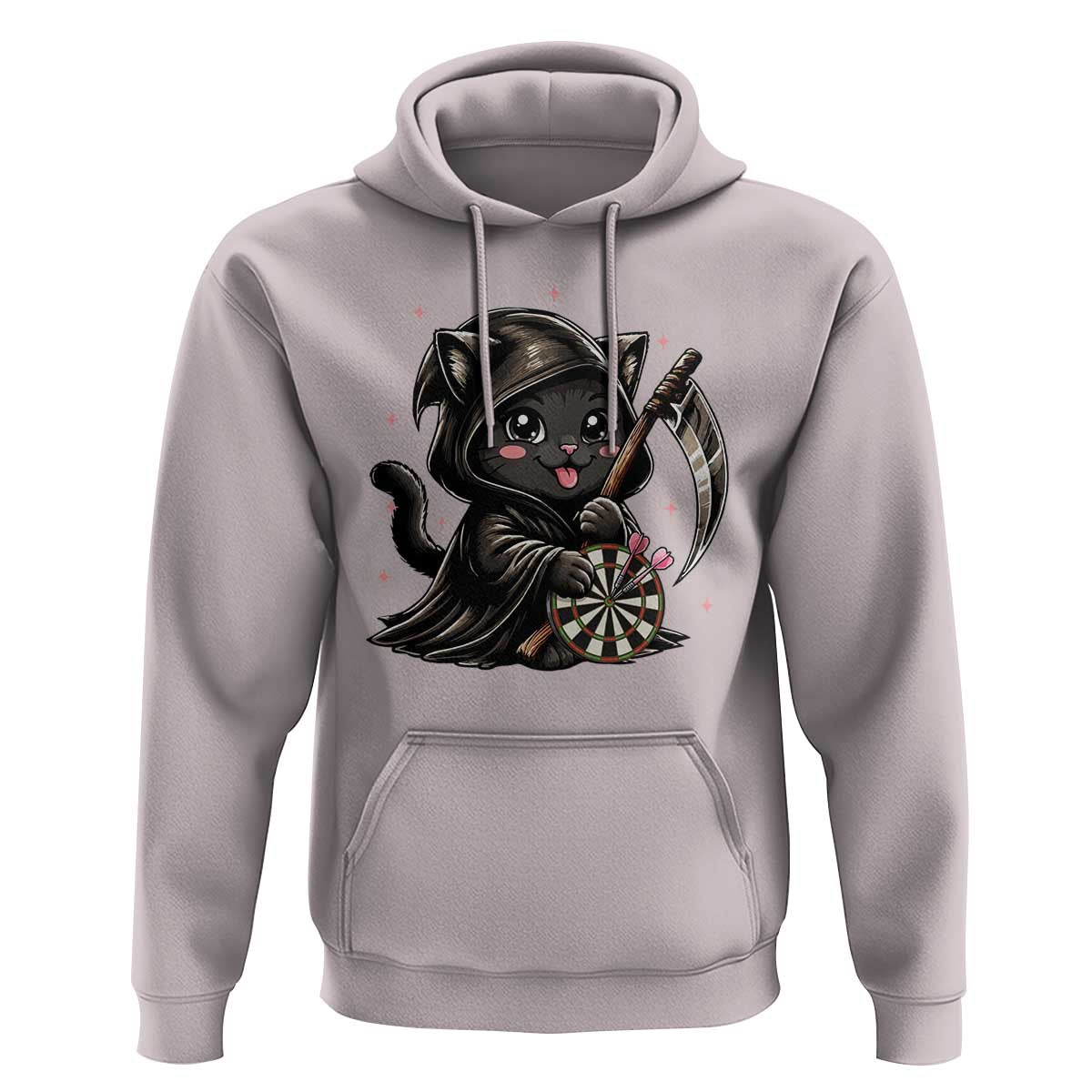 Dark Reaper Cat Throwing Darts Hoodie Funny Pub Game Gift - Wonder Print Shop