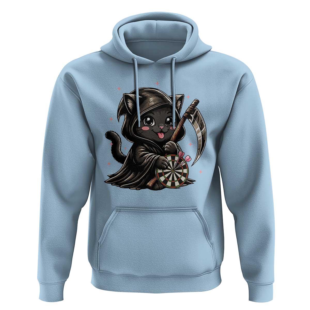 Dark Reaper Cat Throwing Darts Hoodie Funny Pub Game Gift - Wonder Print Shop
