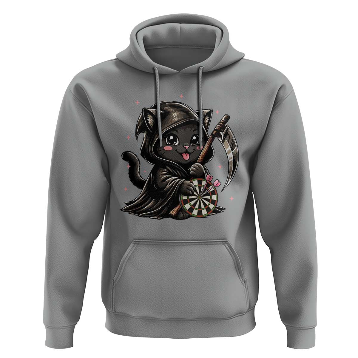 Dark Reaper Cat Throwing Darts Hoodie Funny Pub Game Gift - Wonder Print Shop