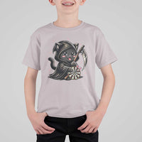 Dark Reaper Cat Throwing Darts T Shirt For Kid Funny Pub Game Gift - Wonder Print Shop