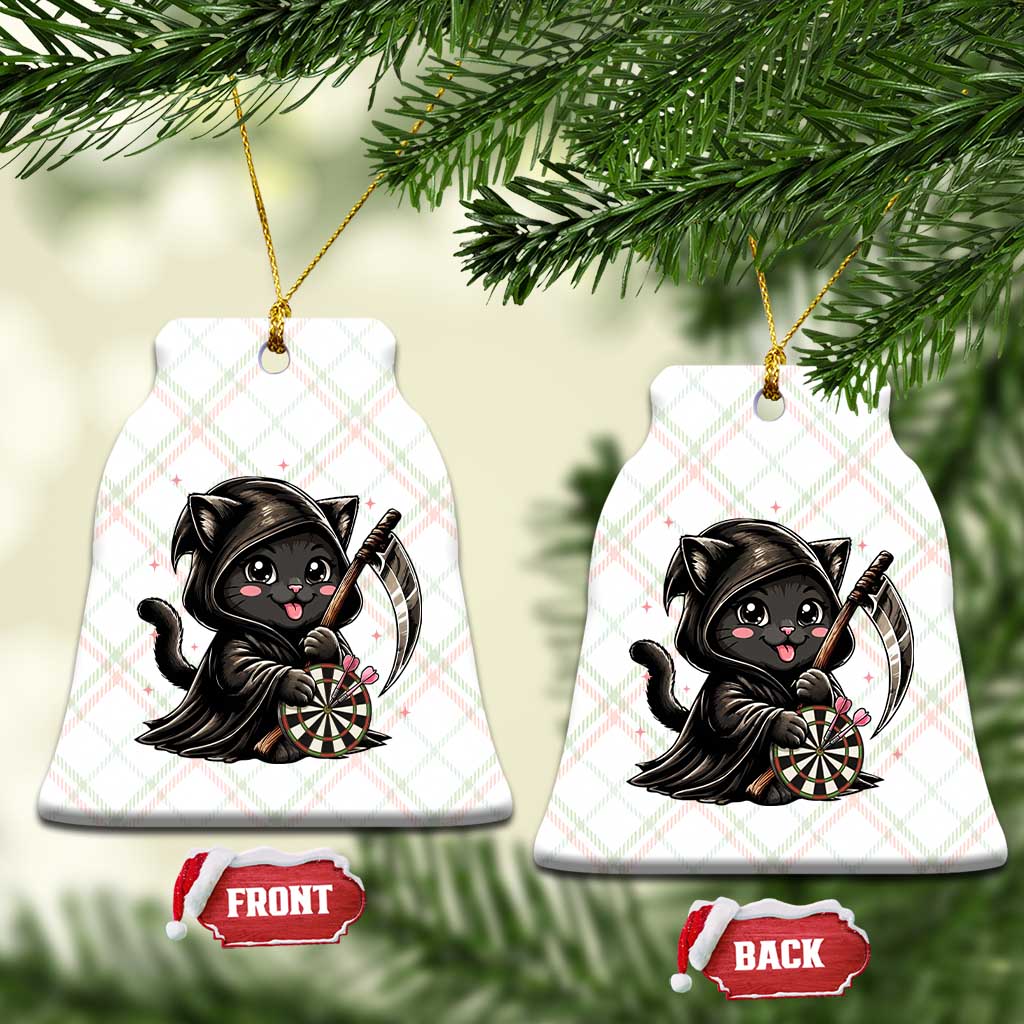 Dark Reaper Cat Throwing Darts Ceramic Ornament Funny Pub Game Gift - Wonder Print Shop