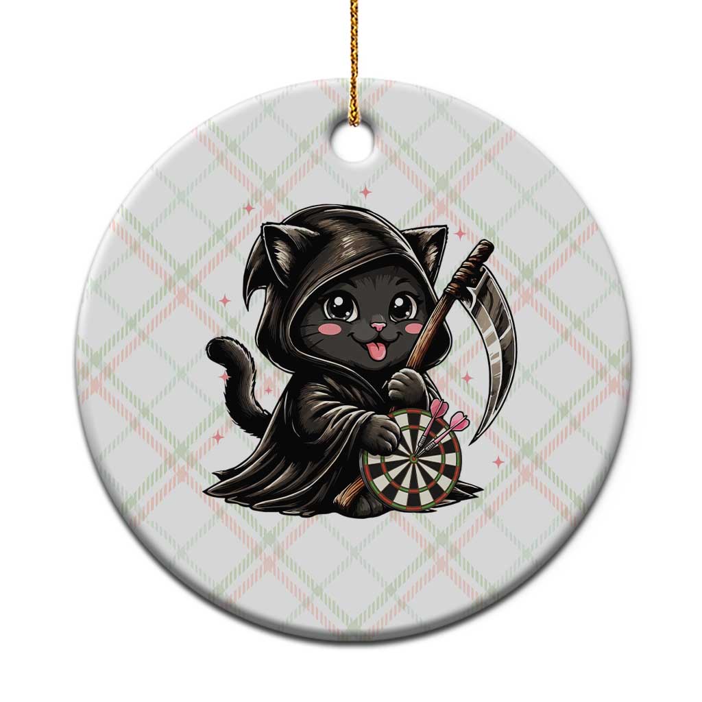 Dark Reaper Cat Throwing Darts Ceramic Ornament Funny Pub Game Gift - Wonder Print Shop