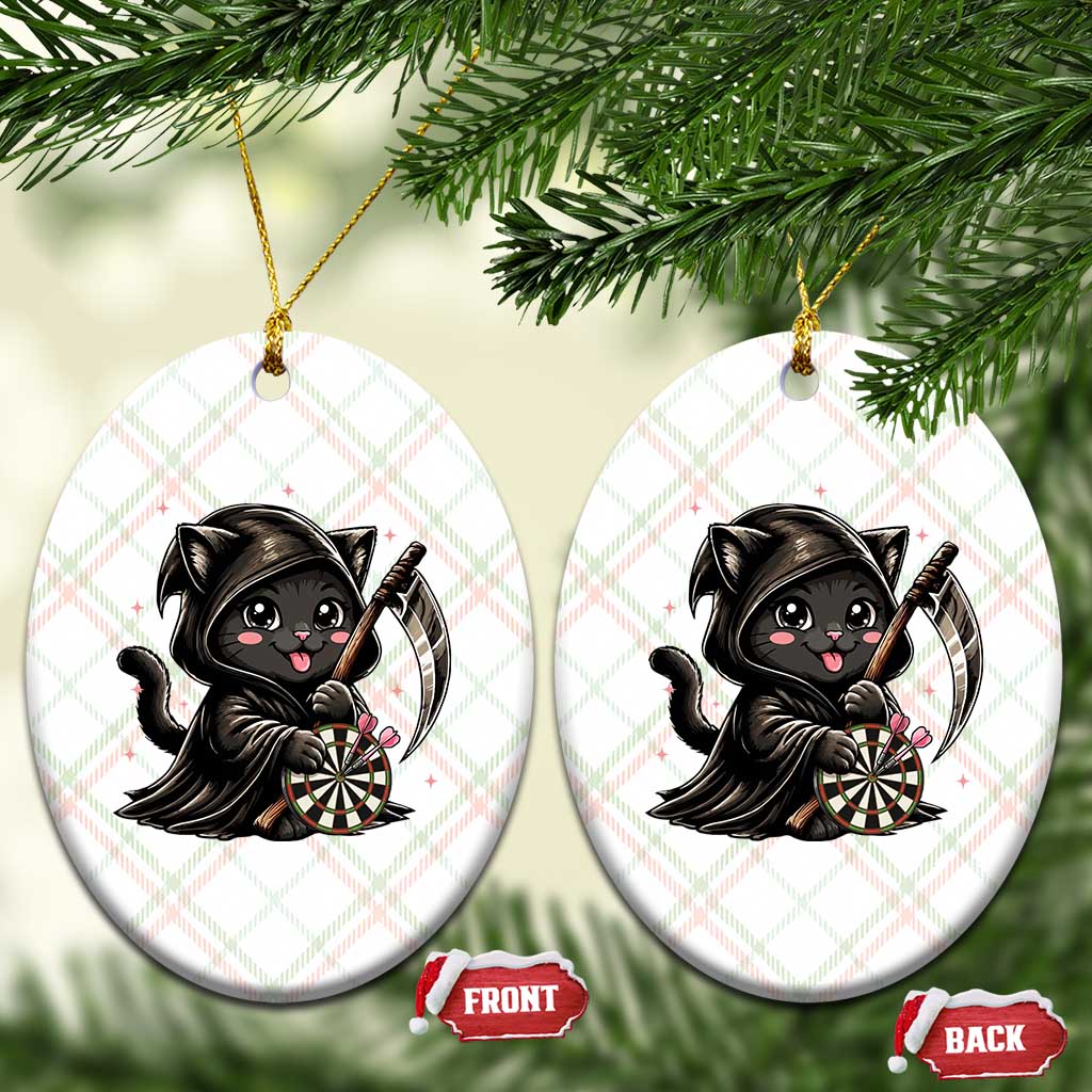 Dark Reaper Cat Throwing Darts Ceramic Ornament Funny Pub Game Gift - Wonder Print Shop