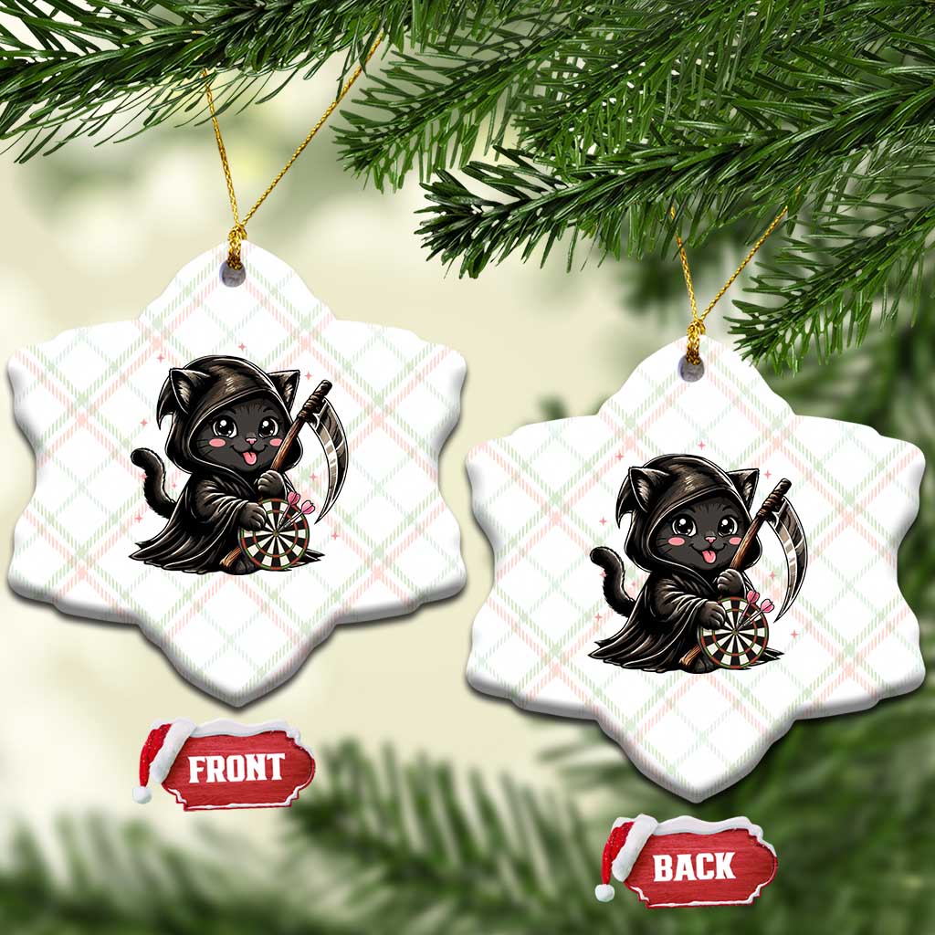 Dark Reaper Cat Throwing Darts Ceramic Ornament Funny Pub Game Gift - Wonder Print Shop