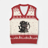Dark Reaper Cat Throwing Darts V-Neck Knit Sweater Vest Funny Pub Game Gift - Wonder Print Shop