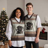Dark Reaper Cat Throwing Darts V-Neck Knit Sweater Vest Funny Pub Game Gift - Wonder Print Shop