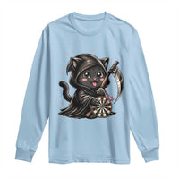 Dark Reaper Cat Throwing Darts Long Sleeve Shirt Funny Pub Game Gift - Wonder Print Shop