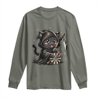 Dark Reaper Cat Throwing Darts Long Sleeve Shirt Funny Pub Game Gift - Wonder Print Shop