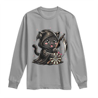 Dark Reaper Cat Throwing Darts Long Sleeve Shirt Funny Pub Game Gift - Wonder Print Shop