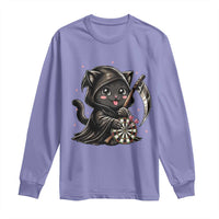 Dark Reaper Cat Throwing Darts Long Sleeve Shirt Funny Pub Game Gift - Wonder Print Shop