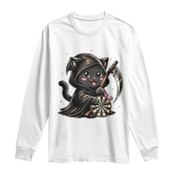 Dark Reaper Cat Throwing Darts Long Sleeve Shirt Funny Pub Game Gift - Wonder Print Shop