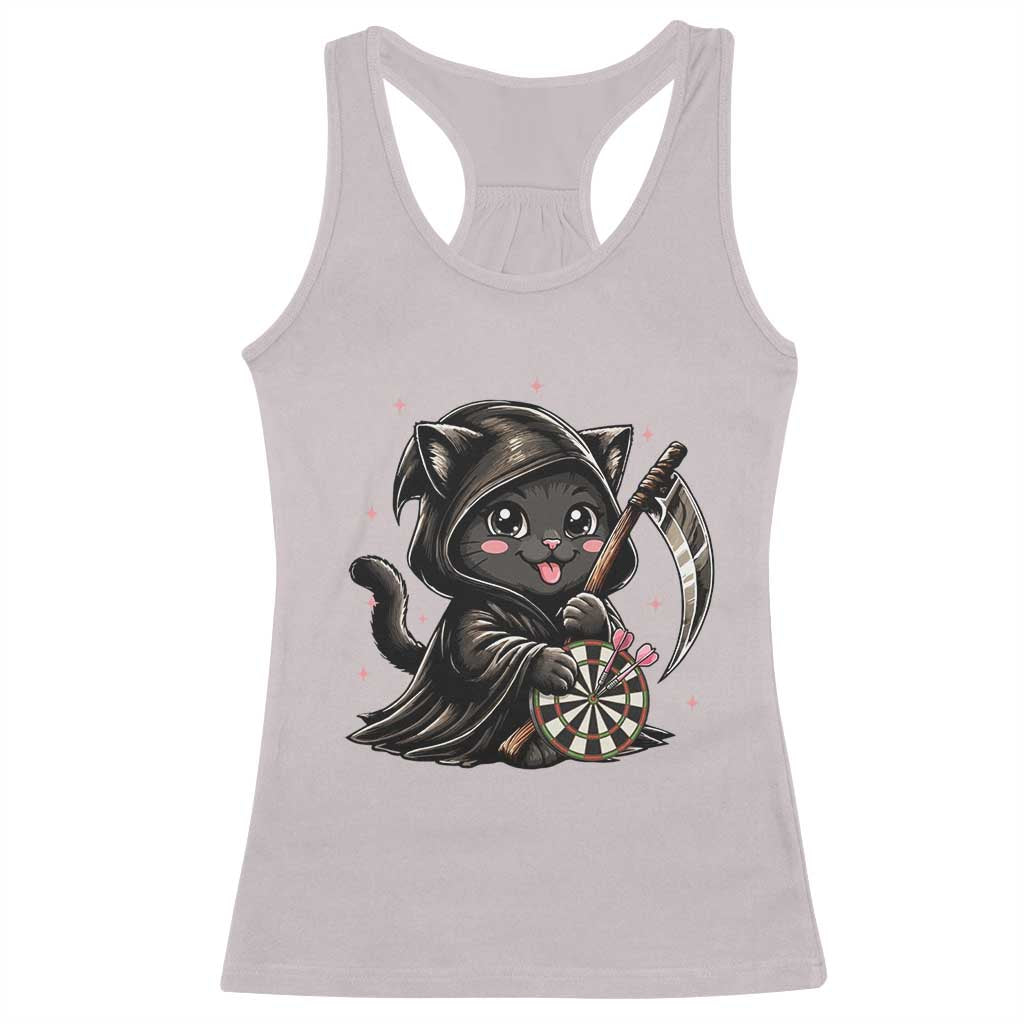 Dark Reaper Cat Throwing Darts Racerback Tank Top Funny Pub Game Gift - Wonder Print Shop