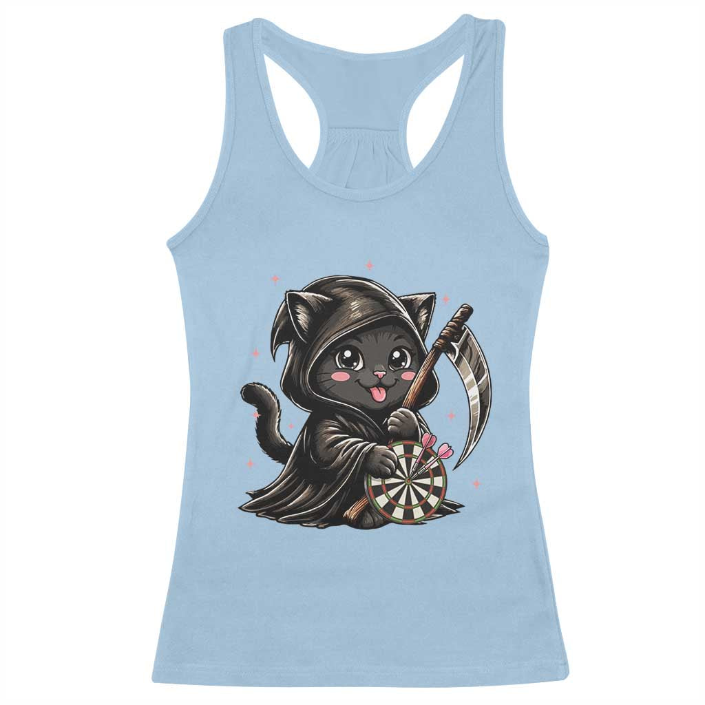 Dark Reaper Cat Throwing Darts Racerback Tank Top Funny Pub Game Gift - Wonder Print Shop