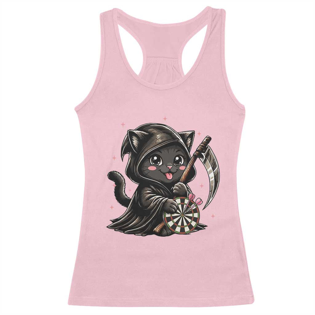 Dark Reaper Cat Throwing Darts Racerback Tank Top Funny Pub Game Gift - Wonder Print Shop