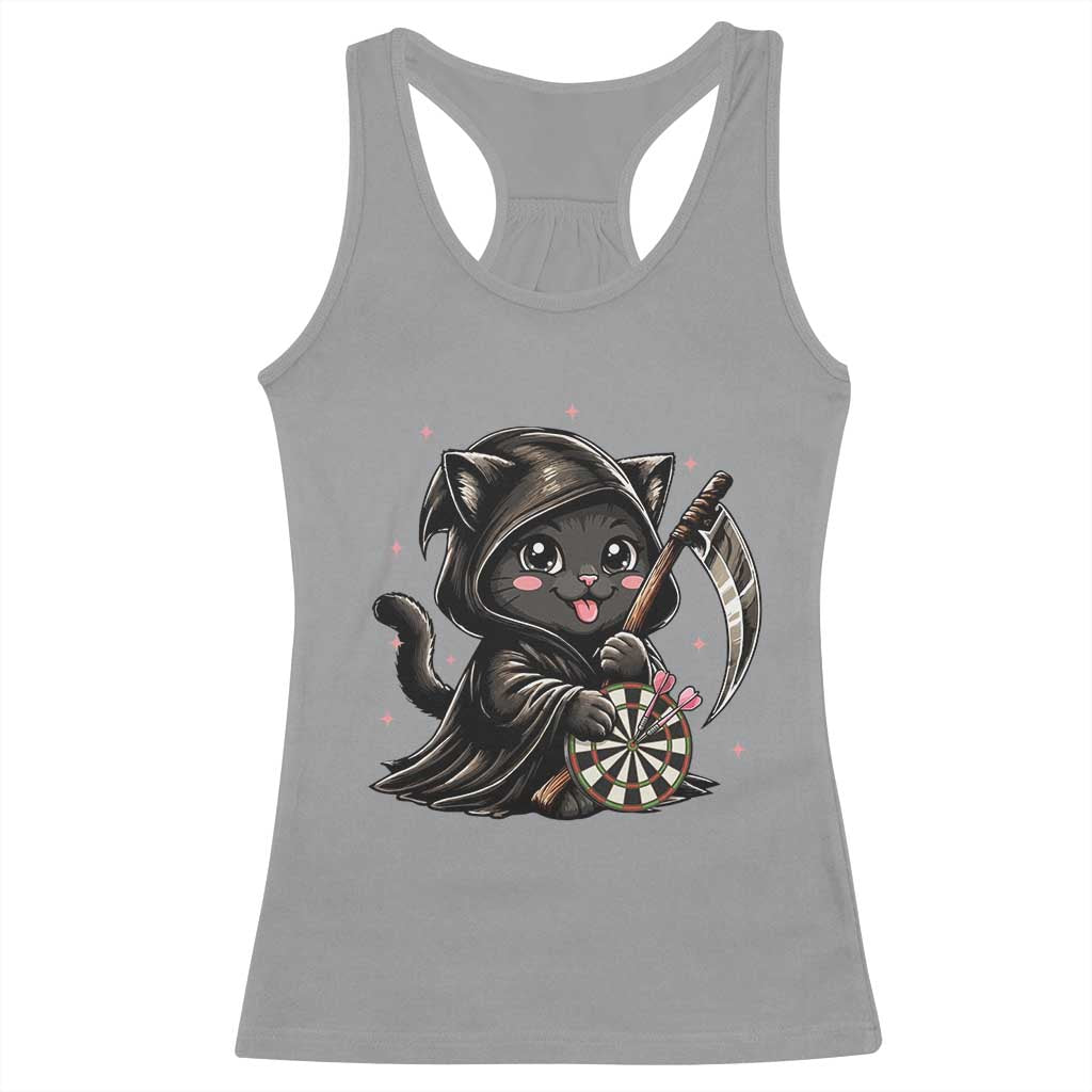 Dark Reaper Cat Throwing Darts Racerback Tank Top Funny Pub Game Gift - Wonder Print Shop