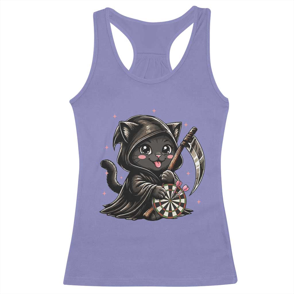 Dark Reaper Cat Throwing Darts Racerback Tank Top Funny Pub Game Gift - Wonder Print Shop