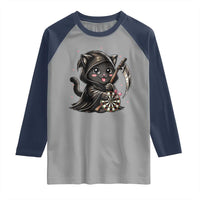 Dark Reaper Cat Throwing Darts Raglan Shirt Funny Pub Game Gift - Wonder Print Shop