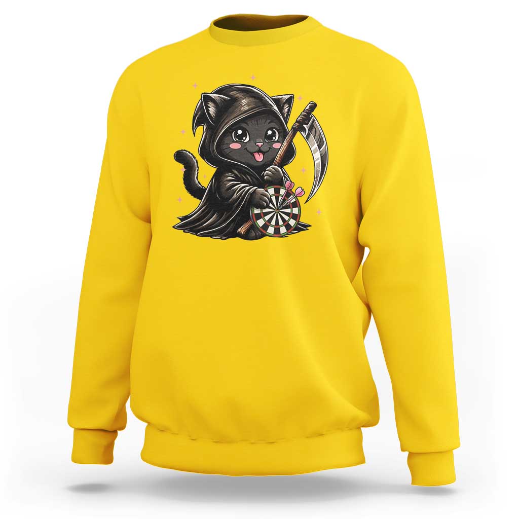 Dark Reaper Cat Throwing Darts Sweatshirt Funny Pub Game Gift - Wonder Print Shop