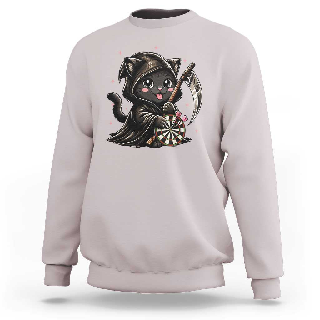 Dark Reaper Cat Throwing Darts Sweatshirt Funny Pub Game Gift - Wonder Print Shop