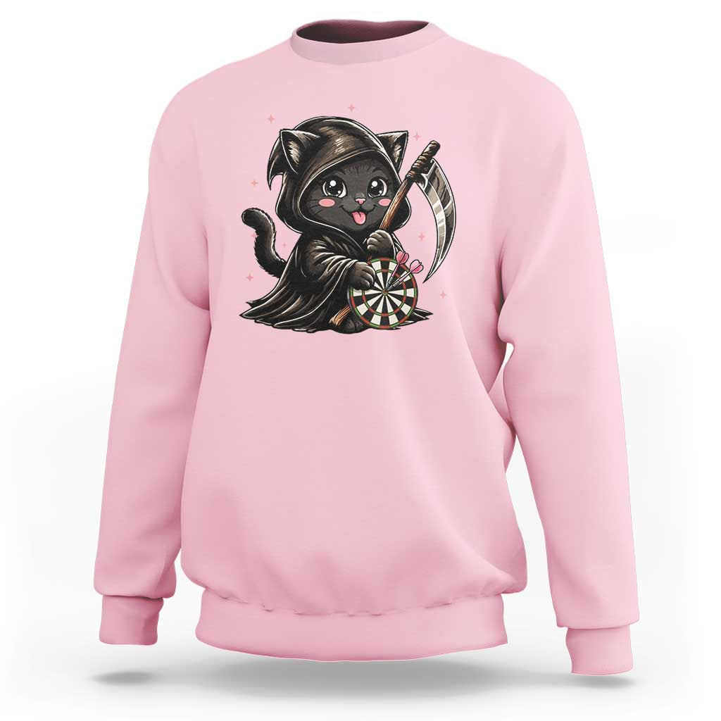 Dark Reaper Cat Throwing Darts Sweatshirt Funny Pub Game Gift - Wonder Print Shop