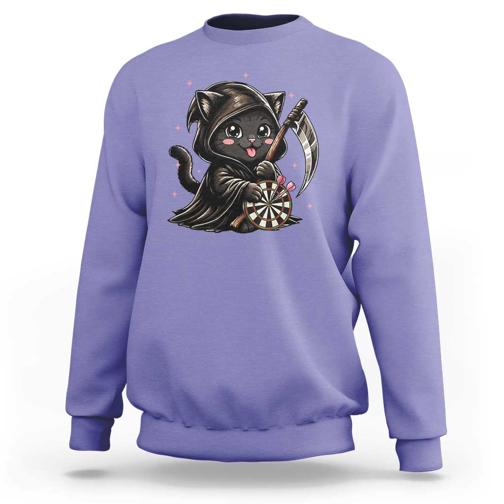 Dark Reaper Cat Throwing Darts Sweatshirt Funny Pub Game Gift - Wonder Print Shop