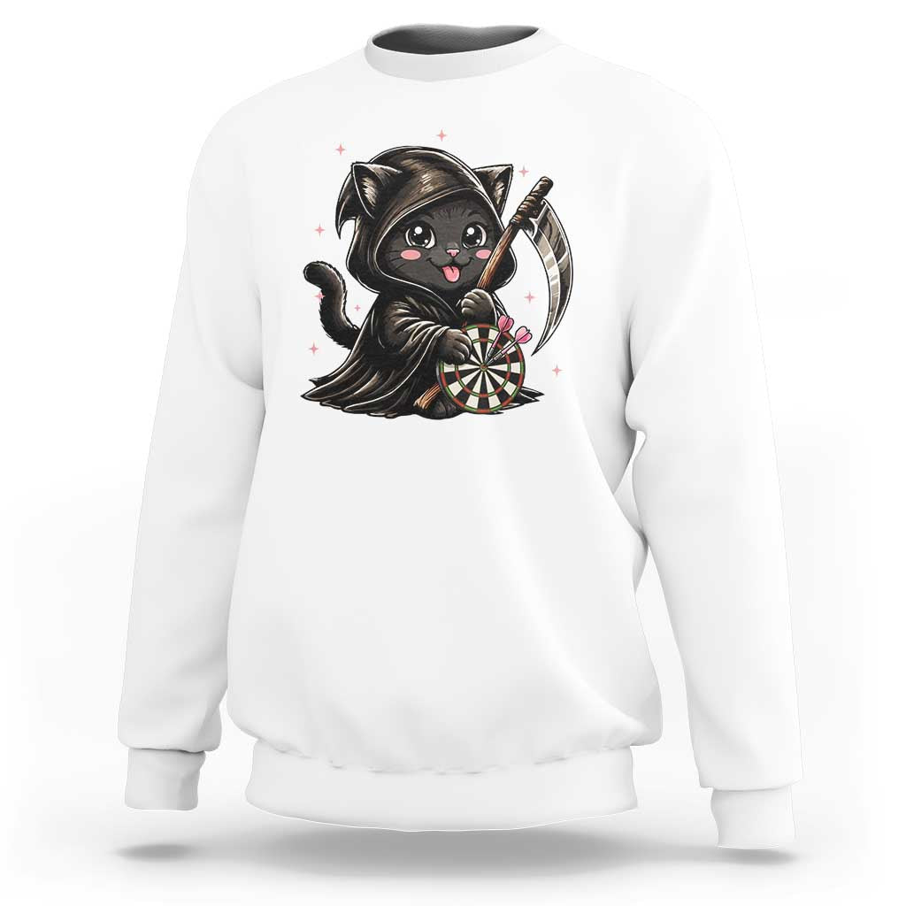 Dark Reaper Cat Throwing Darts Sweatshirt Funny Pub Game Gift - Wonder Print Shop