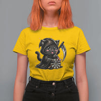 Dark Reaper Cat Throwing Darts T Shirt For Women Funny Pub Game Gift - Wonder Print Shop
