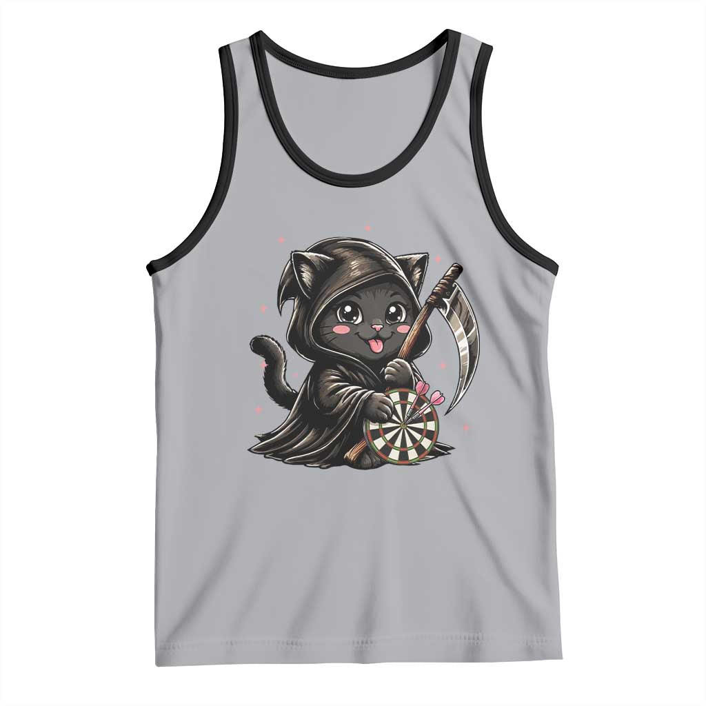 Dark Reaper Cat Throwing Darts Tank Top Funny Pub Game Gift - Wonder Print Shop