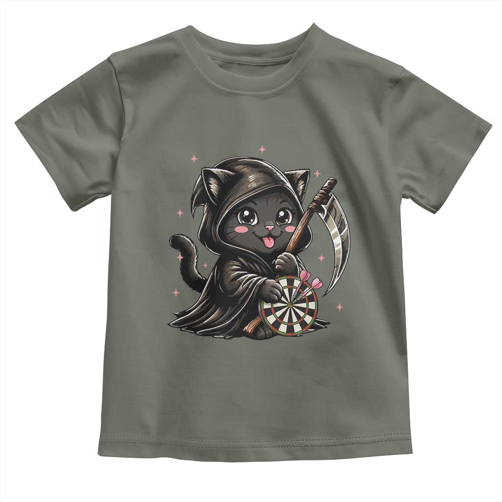 Dark Reaper Cat Throwing Darts Toddler T Shirt Funny Pub Game Gift - Wonder Print Shop