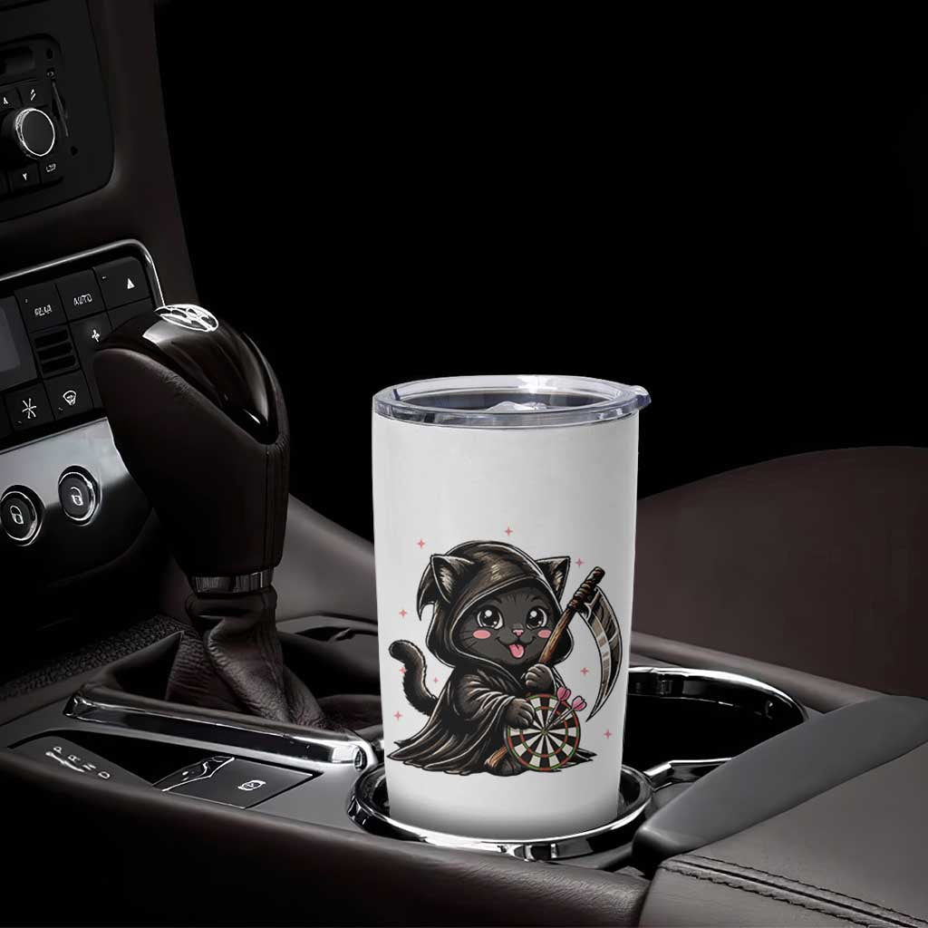 Dark Reaper Cat Throwing Darts Tumbler Cup Funny Pub Game Gift - Wonder Print Shop
