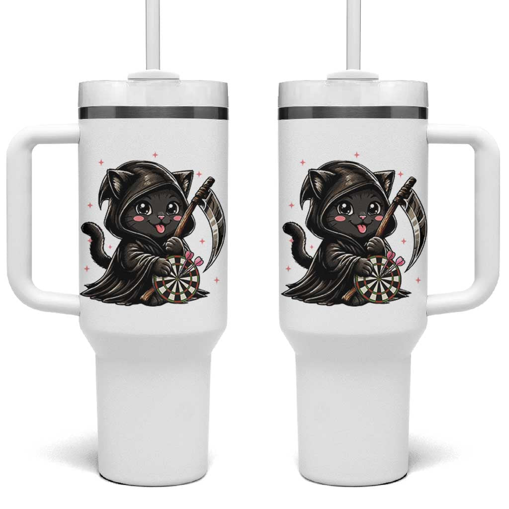Dark Reaper Cat Throwing Darts Tumbler With Handle Funny Pub Game Gift - Wonder Print Shop