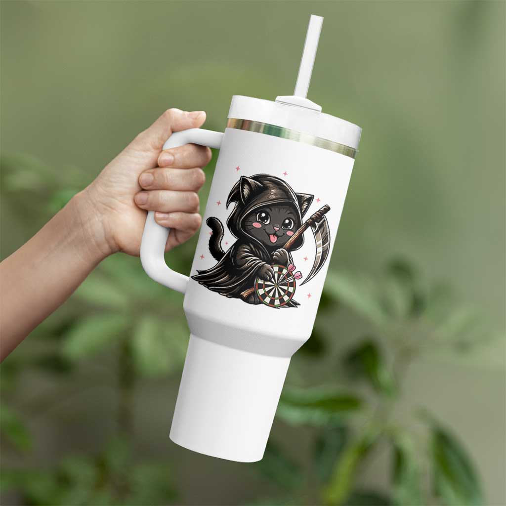 Dark Reaper Cat Throwing Darts Tumbler With Handle Funny Pub Game Gift - Wonder Print Shop