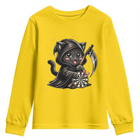 Dark Reaper Cat Throwing Darts Youth Sweatshirt Funny Pub Game Gift - Wonder Print Shop
