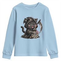 Dark Reaper Cat Throwing Darts Youth Sweatshirt Funny Pub Game Gift - Wonder Print Shop