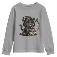 Dark Reaper Cat Throwing Darts Youth Sweatshirt Funny Pub Game Gift - Wonder Print Shop