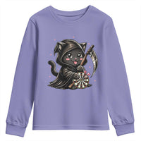 Dark Reaper Cat Throwing Darts Youth Sweatshirt Funny Pub Game Gift - Wonder Print Shop