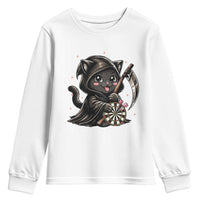 Dark Reaper Cat Throwing Darts Youth Sweatshirt Funny Pub Game Gift - Wonder Print Shop