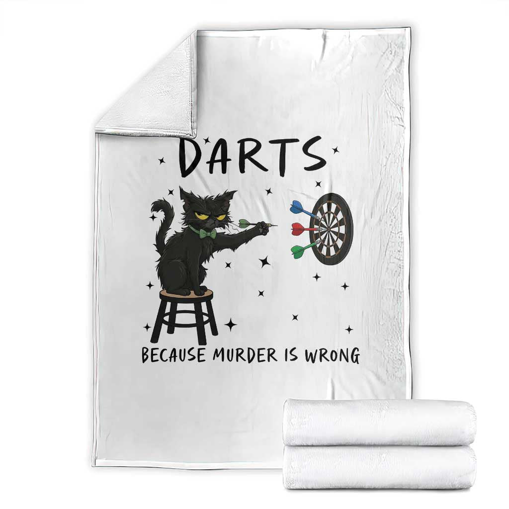Funny Grumpy Cat Darts Throw Blanket Because Murder Is Wrong - Wonder Print Shop