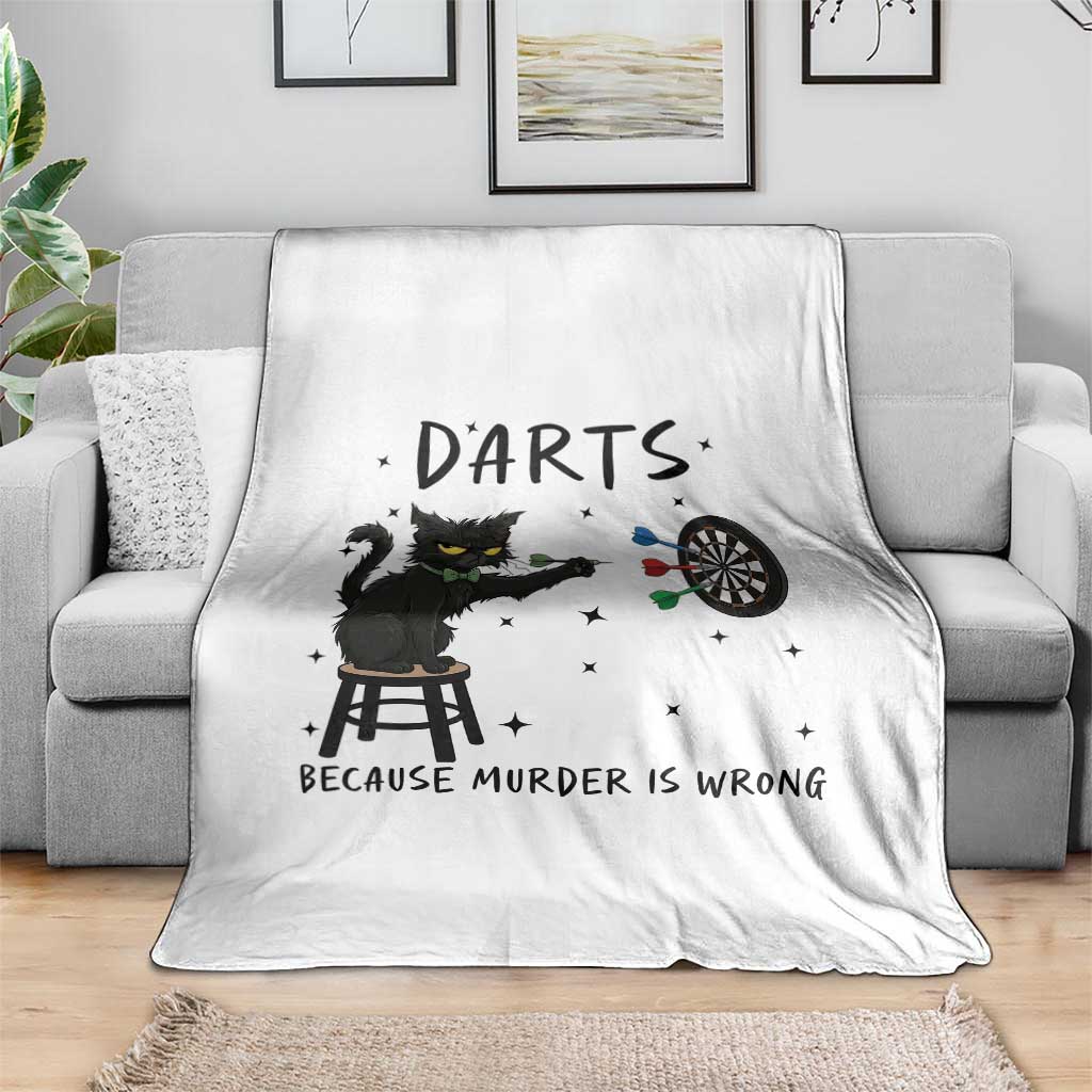 Funny Grumpy Cat Darts Throw Blanket Because Murder Is Wrong - Wonder Print Shop