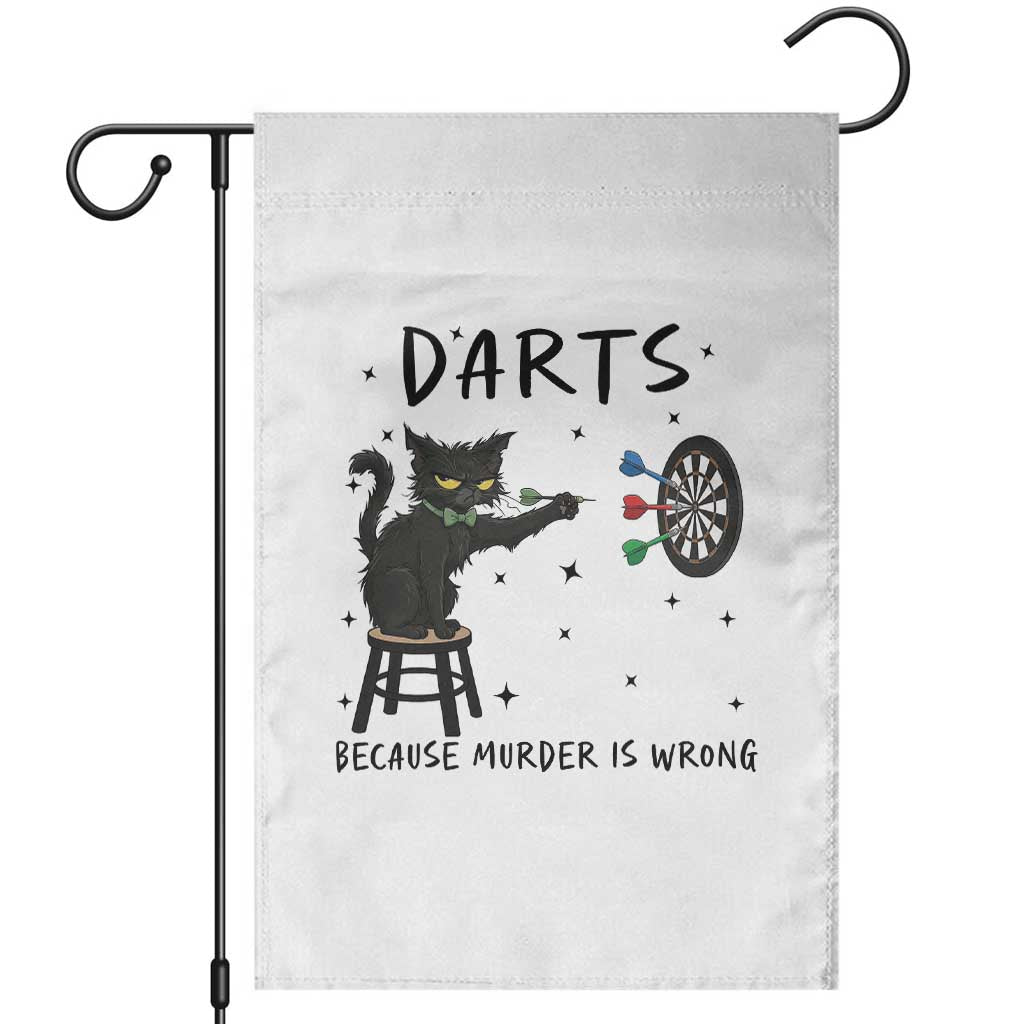 Funny Grumpy Cat Darts Garden Flag Because Murder Is Wrong - Wonder Print Shop