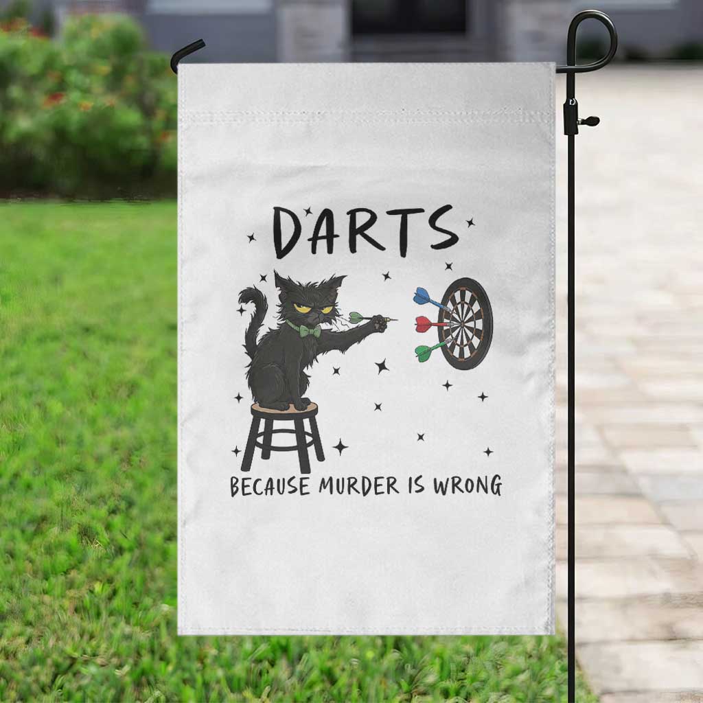 Funny Grumpy Cat Darts Garden Flag Because Murder Is Wrong - Wonder Print Shop