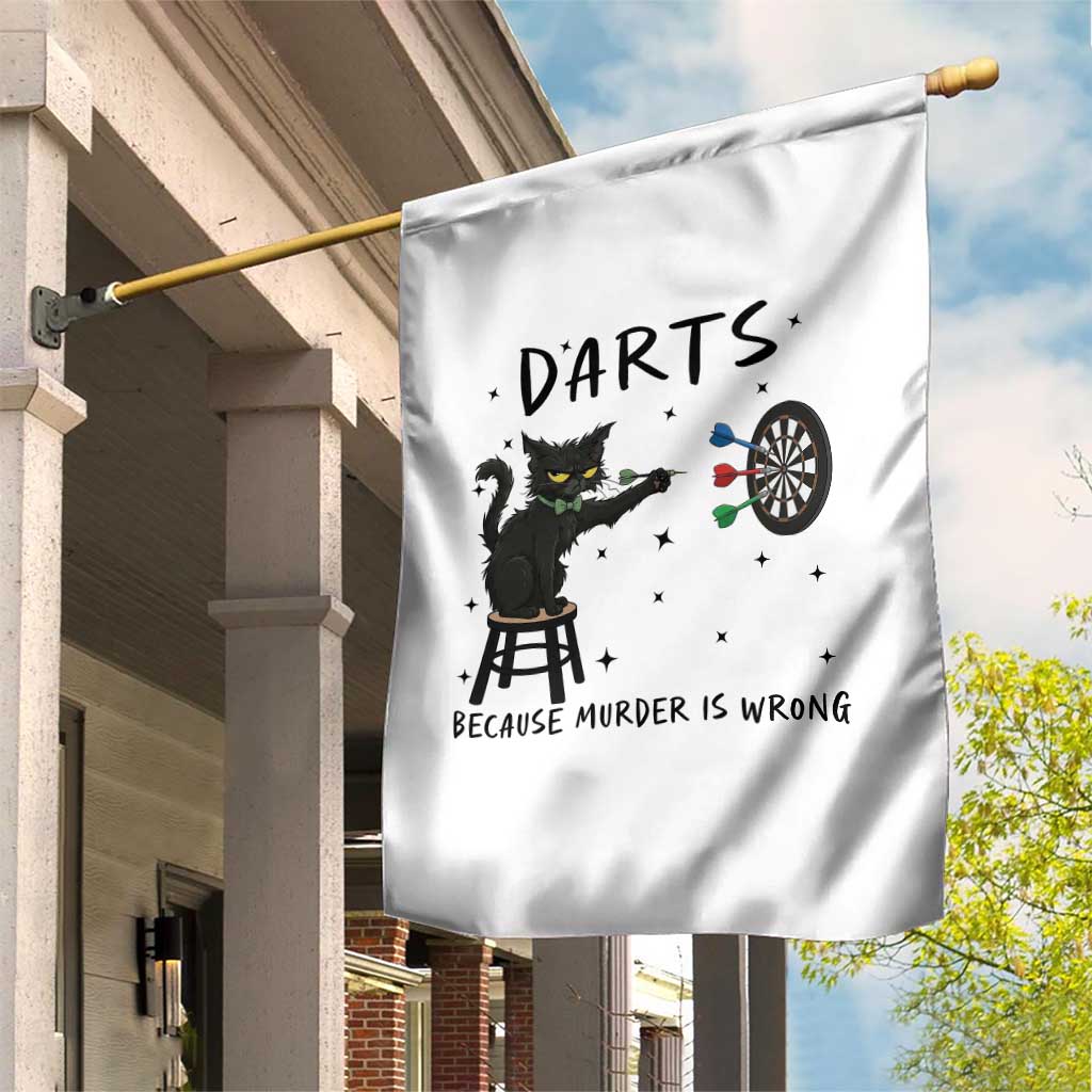 Funny Grumpy Cat Darts Garden Flag Because Murder Is Wrong - Wonder Print Shop