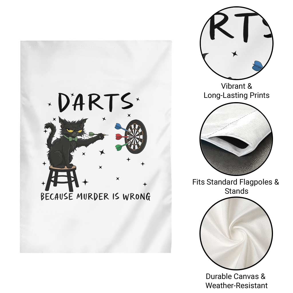 Funny Grumpy Cat Darts Garden Flag Because Murder Is Wrong - Wonder Print Shop