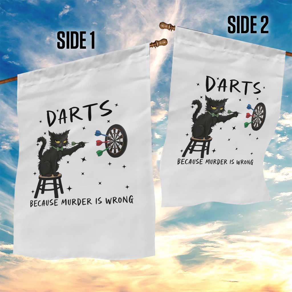 Funny Grumpy Cat Darts Garden Flag Because Murder Is Wrong - Wonder Print Shop